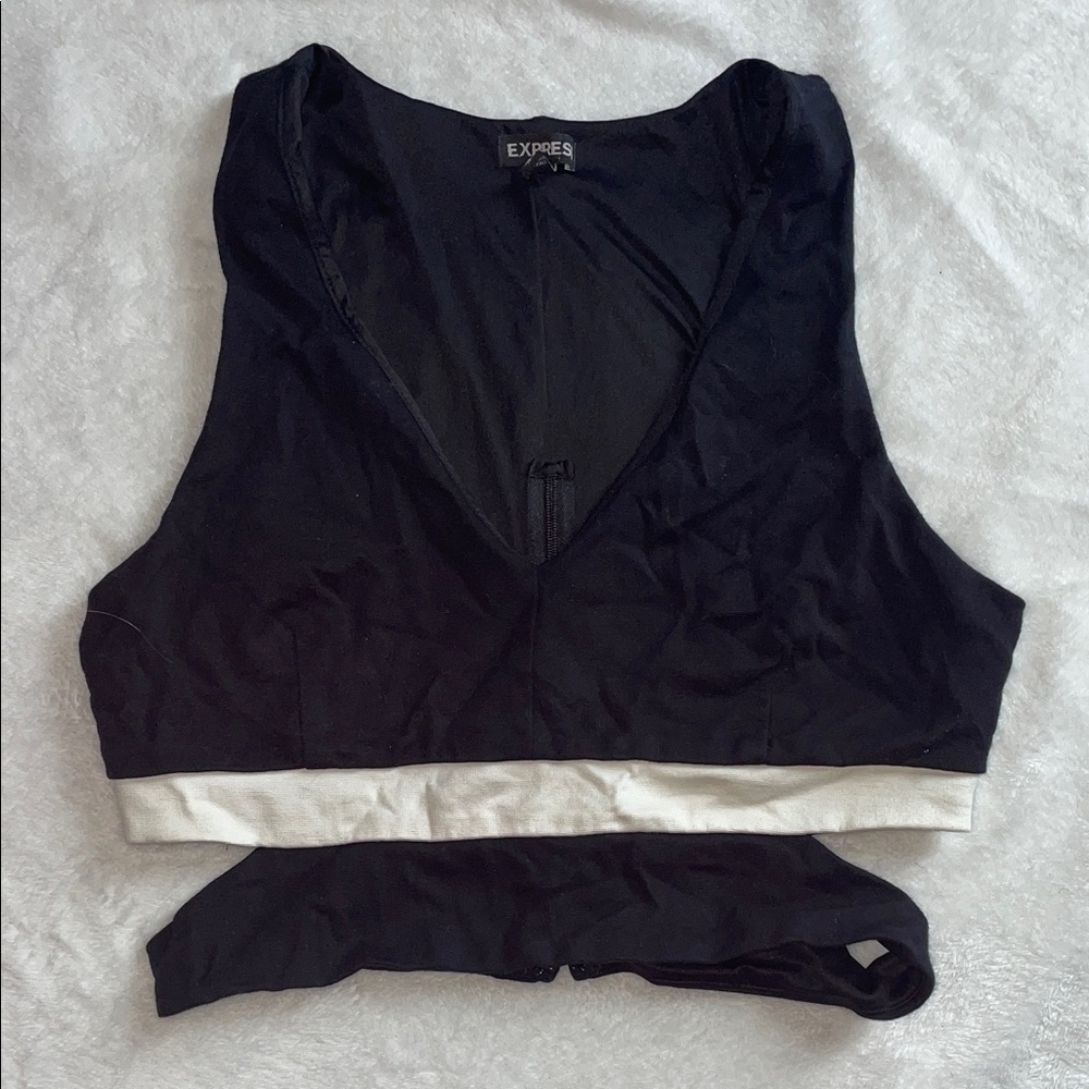 Express Monochrome V-Neck Crop Top